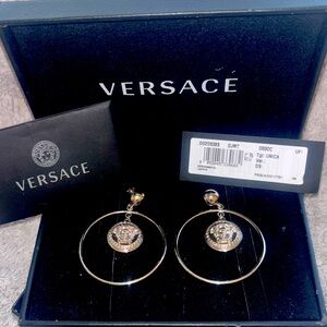 Authentic Versace gold hoop earrings.